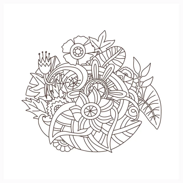 Livre Abstrait Coloriage Fleurs Esquisse Icône Isolée Sur Blanc Décrivez — Image vectorielle