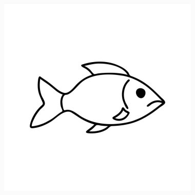 Karabatak ikonu beyaza izole edilmiş. Deniz ürünleri sembolü. Çocuklar el çizimi çiziyor. Balıkçılık kulübü ya da çevrimiçi dükkan sembolü. Renklendirme sayfası stok illüstrasyonu. EPS 10