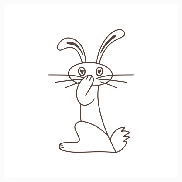 Doodle Icône Lapin Isolé Sur Blanc Ligne Art Dessin Main — Image vectorielle