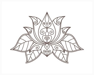 Doodle Lotus ikonu beyaza izole edilmiş. Çiçek boyama kitabı. Taslak vektör stok çizimi. EPS 10