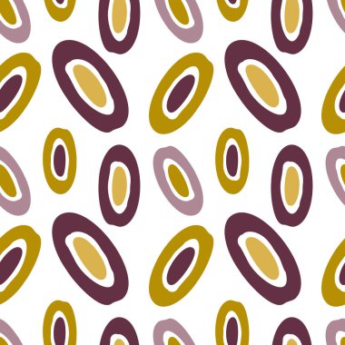 Soyut daire lekeleri beyaza izole edilmiş kusursuz desen. Vektör hisse senedi çizimi. EPS 10