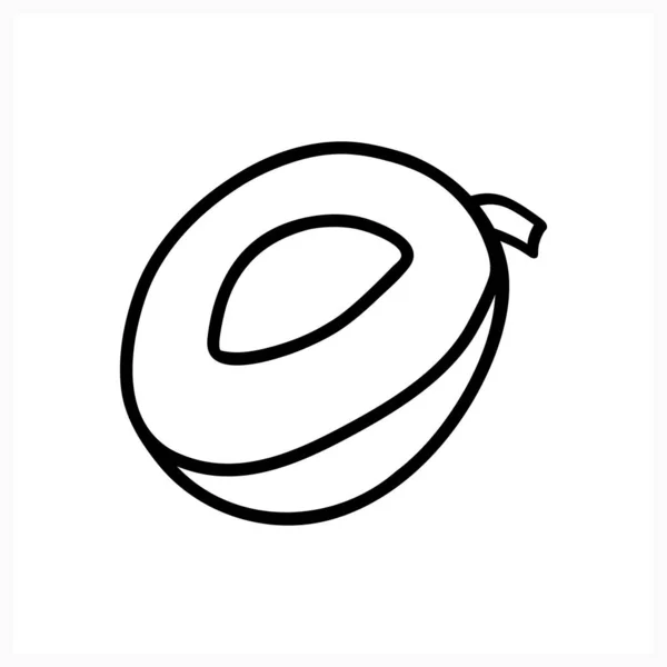 Doodle Aprikos Eller Persika Ikon Isolerad Vitt Skiss Frukt Konst — Stock vektor