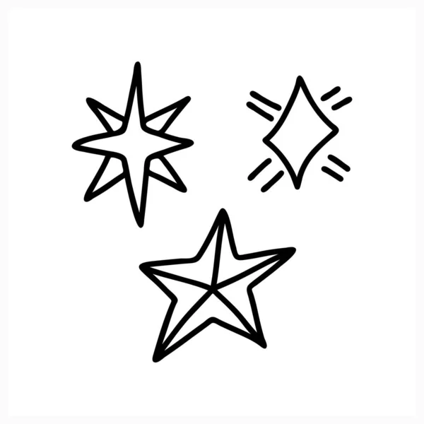 Icona Doodle Shine Star Isolata Sul Bianco Disegno Mano Art — Vettoriale Stock