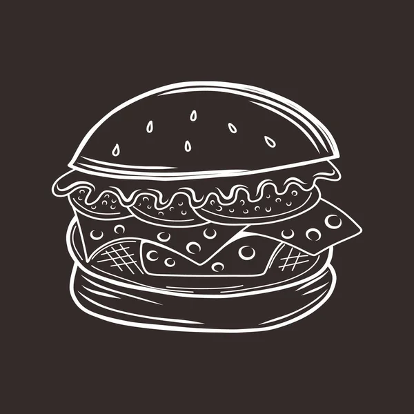 Doodle Burger Icon Alimente Linie Artă Schiță Vector Ilustrație Stoc — Vector de stoc