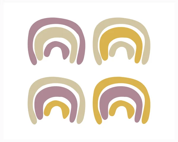 Boho Rainbow Set Icons Isolated White Vector Stock Illustration Eps — Stock Vector