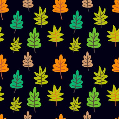 Boho yaprağı dikişsiz desen. Çizgi film vektör stok çizimi. EPS 10