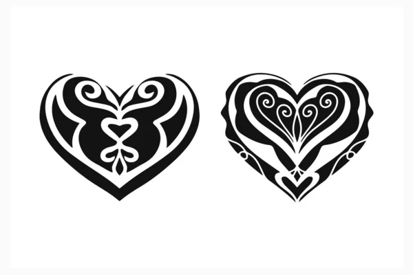Stilisera Hjärta Ikon Set Isolerad Vitt Alla Hjärtans Dag Symbol — Stock vektor