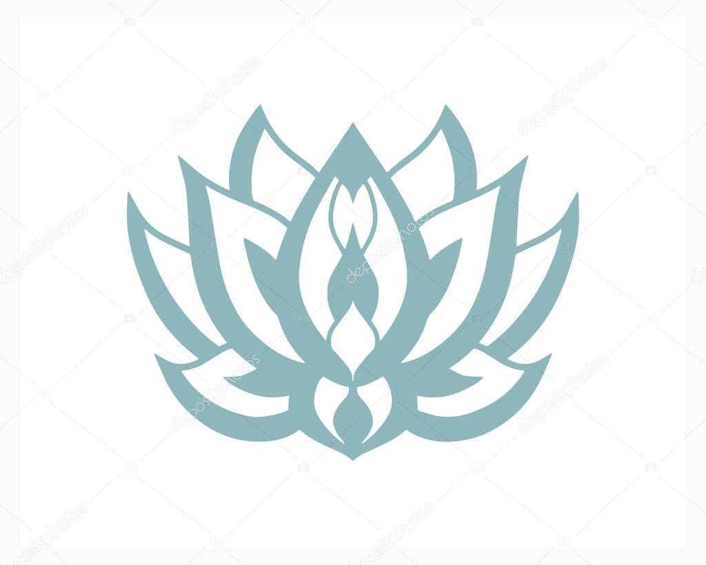 Lotus flower doodle icon isolated on white. Flower coloring page book. Sketch vector stock illustration. EPS 10