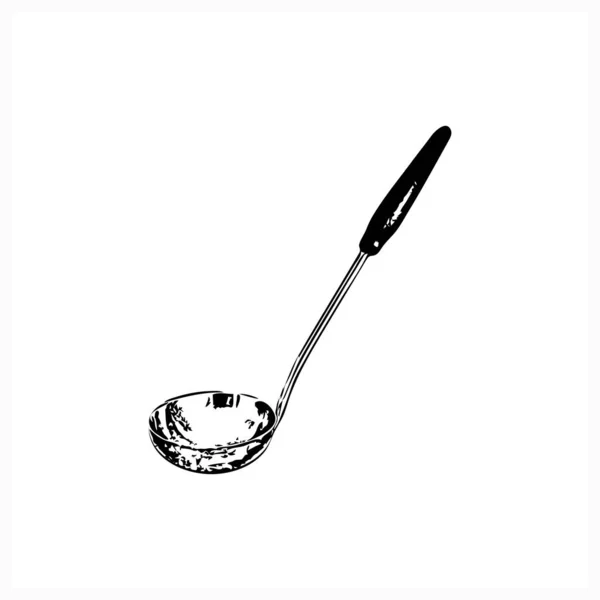 Ladle Εικόνα Κουζίνα Απομονώνονται Λευκό Εικονογράφηση Διάνυσμα Σκίτσο Απόθεμα Eps — Διανυσματικό Αρχείο