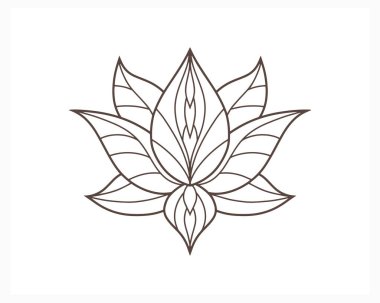 Nilüfer çiçeği karalama ikonu beyaza izole edilmiş. Çiçek boyama rehberi. Taslak vektör stok çizimi. EPS 10