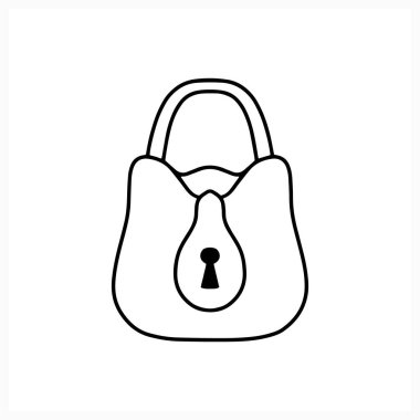 Doodle kilit simgesi beyazda izole edildi. Sketch stok çizimi. EPS 10