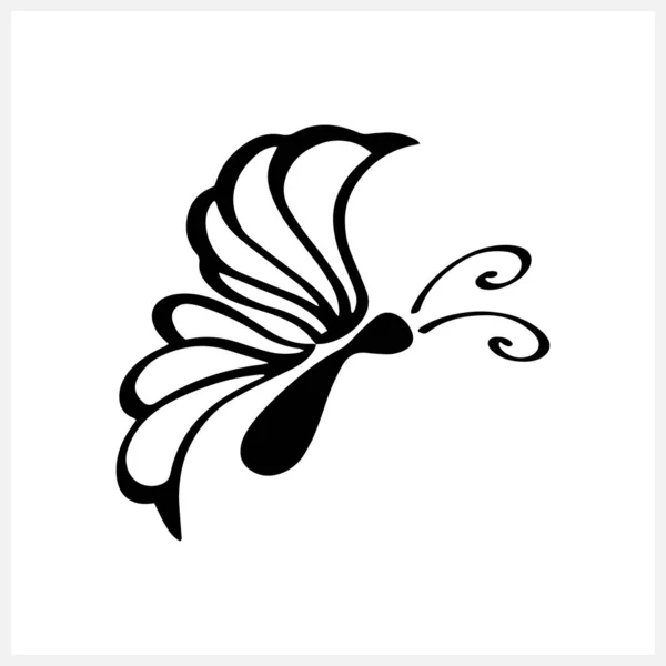 Иконка Бабочки Каракули Изолирована Белого Ручной Рисунок Набросок Животного Векторная — стоковый вектор