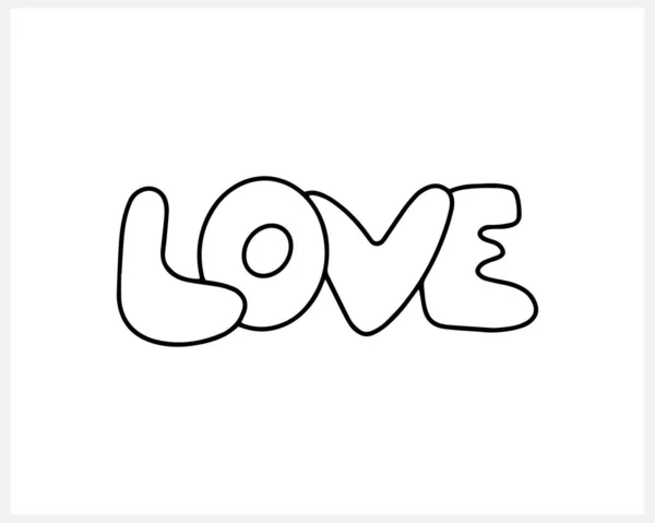 Doodle Texto Amor Isolado Branco Desenhe Linha Arte Desenho Mão —  Vetores de Stock