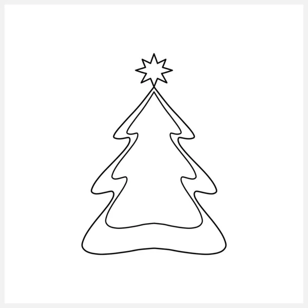 Doodle Christmas Icon Isolated White Sketch Xmas Tree Vector Stock — Stock Vector
