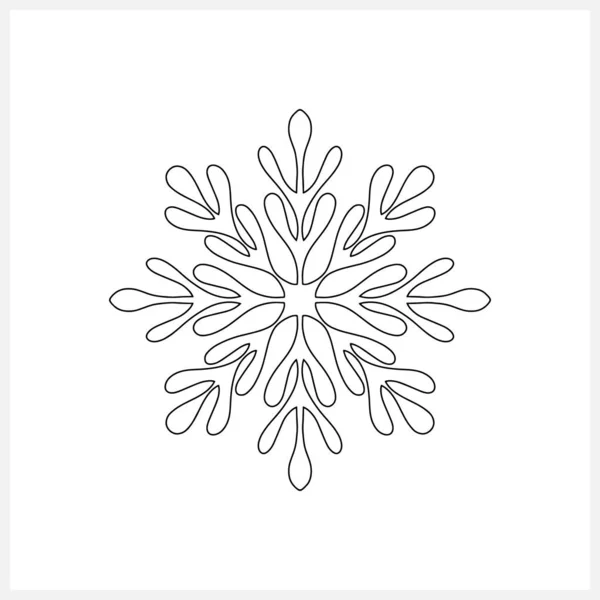 Icono Copo Nieve Aislado Blanco Emblema Navidad Invierno Boceto Diseño — Vector de stock