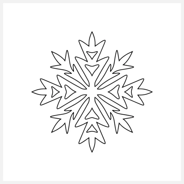 Icône Flocon Neige Isolé Sur Blanc Emblème Noël Hiver Esquisse — Image vectorielle