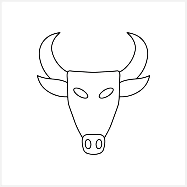 Icona Manzo Doodle Isolata Sul Bianco Animale Con Logo Illustrazione — Vettoriale Stock
