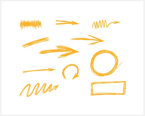 Strzałka Doodle Zestaw Izolowany Białym Ręcznie Rysowane Przedmioty Geometria Abstrakcyjna — Wektor stockowy