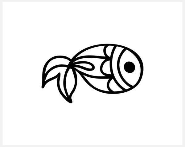 Doodle Fish Icon Isolated White Seafood Symbol Kids Hand Drawing — Stock Vector