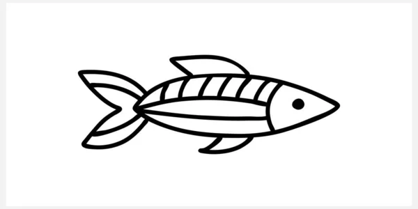 Doodle Fisch Symbol Isoliert Auf Weiß Meeresfrüchte Kinder Zeichnen Mit — Stockvektor