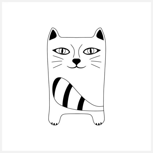 Ícone Gato Doodle Isolado Branco Desenho Mão Esboço Linha Arte — Vetor de Stock