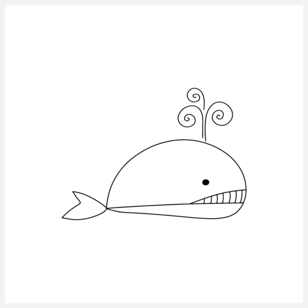 Doodle Fisch Symbol Isoliert Auf Weiß Malbuch Skizzieren Sie Vektor — Stockvektor