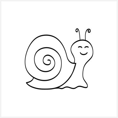 El çizimi salyangoz simgesi beyaza izole edilmiş. Çizim hayvanı. Doodle vektör stok çizimi. EPS 10