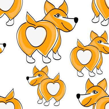 Karalamalı corgi köpekleri beyaza izole edilmiş. Çizgi film vektör stok çizimi. EPS 10