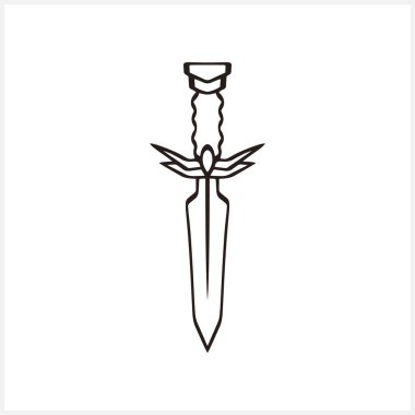 Beyaz üzerine izole edilmiş eski bir hançer simgesi. Karalama çizgisi. Skeç bıçağı. Vektör hisse senedi çizimi. EPS 10