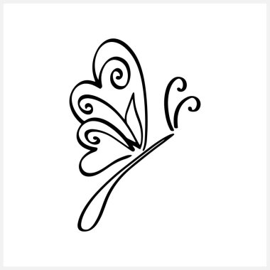 Kelebek ikonu beyaza izole edilmiş. El çizimi sanatı. Çizim hayvanı. Vektör hisse senedi çizimi. EPS 10