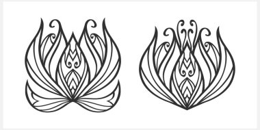 Nilüfer çiçeği karalama ikonu beyaza izole edilmiş. Çiçek boyama rehberi. Taslak vektör stok çizimi. EPS 10