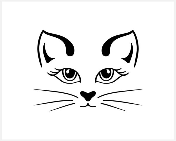 Doodle cat icon isolated on white. Outline hand drawing art line. Sketch logo animal. Vector stock illustration. EPS 10