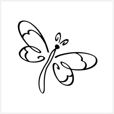 Kelebek ikonu beyaza izole edilmiş. El çizimi sanatı. Çizim hayvanı. Vektör hisse senedi çizimi. EPS 10