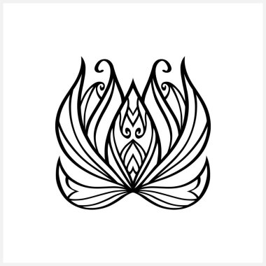 Nilüfer çiçeği karalama ikonu beyaza izole edilmiş. Çiçek boyama rehberi. Taslak vektör stok çizimi. EPS 10