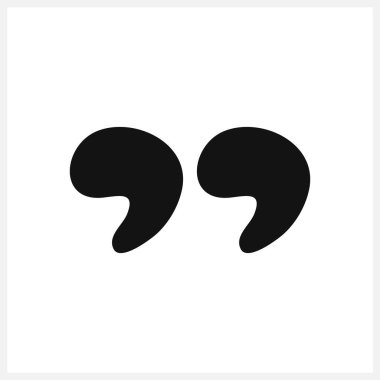 Alıntı simgesi beyaza izole edilmiş. Alıntı işareti beyaz üzerine siyah izole edilmiş. Vektör hisse senedi çizimi. EPS 10