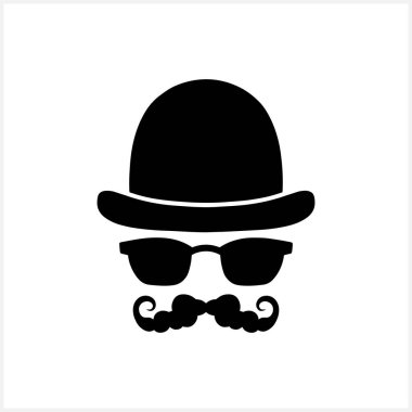 Hipster simgesi beyazda izole edilmiş. Stencil vektör stok illüstrasyonu. EPS 10