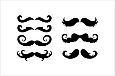 Hippi bıyıkları beyaza izole edilmiş simgeler. Stencil vektör stok illüstrasyonu. EPS 10