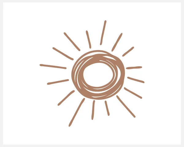 Boho Sun Icon Isolated White Hand Drawn Line Art Vector — Wektor stockowy