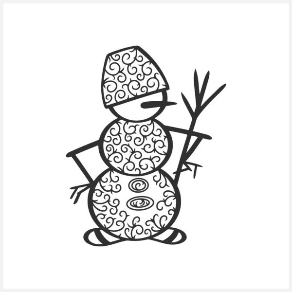 Icono Navidad Aislado Blanco Ilustración Stock Snowman Vector Eps — Vector de stock
