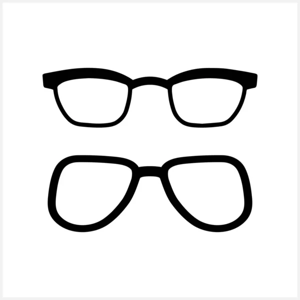 Hipster Glasses Set Icon Isolated White Stencil Clipart Vector Stock — Stock Vector