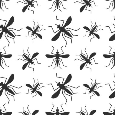 Sivrisinek deseni beyazda izole edilmiş. Böcek vektör stoku çizimi. EPS 10