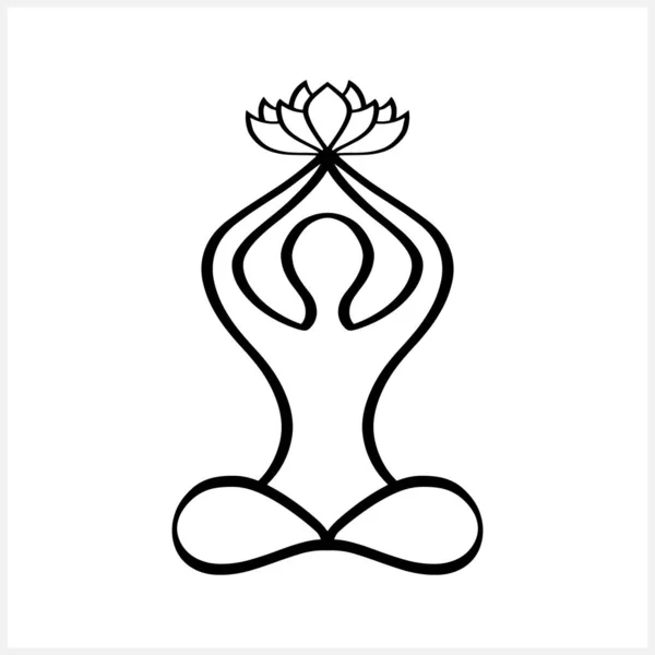 Icône Position Lotus Isolée Sur Blanc Silhouette Vectorielle Femme Yoga — Image vectorielle