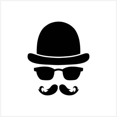 Hipster simgesi beyazda izole edilmiş. Stencil vektör stok illüstrasyonu. EPS 10