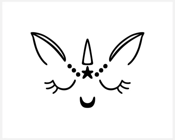 Doodle Unicorn Icon Isolated White Sketch Vector Stock Illustration Eps — 스톡 벡터