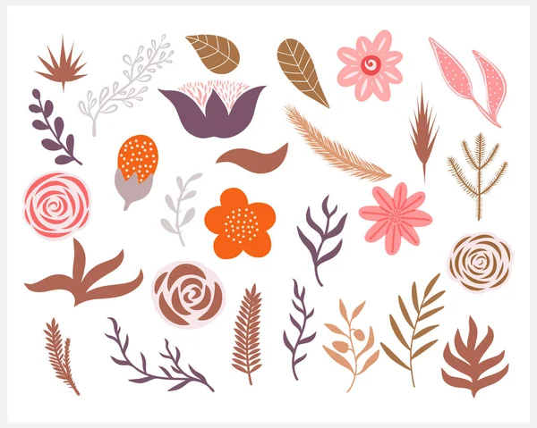 Doodle Flower Set Icon Isolated White Cartoon Vector Stock Illustration — Archivo Imágenes Vectoriales
