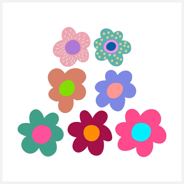 Cartoon Blume Set Icon Isoliert Handgezeichnete Kunst Vektor Stock Illustration — Stockvektor