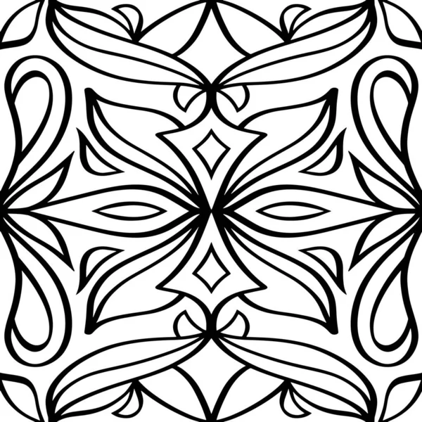 Vintage Seamless Pattern Isolated White Doodle Hand Drawing Art Line — Stock Vector