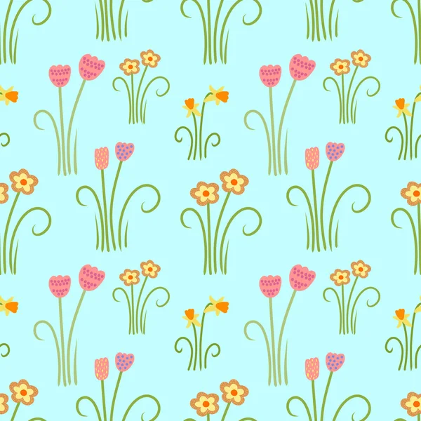 Fleur Boho Avec Motif Sans Couture Feuille Illustration Vectorielle Bande — Image vectorielle