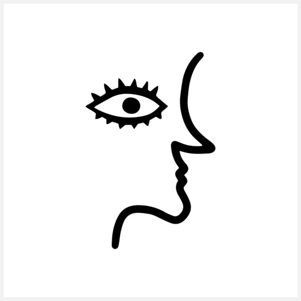 Abstract Line Art Face Icon Doodle Hand Drawn People Vector —  Vetores de Stock