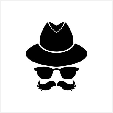 Hippi klipsi beyazda izole edilmiş. Stencil vektör stok illüstrasyonu. EPS 10